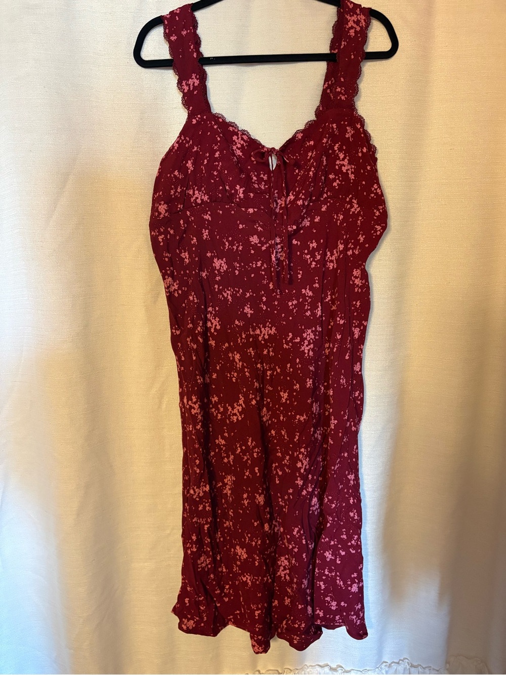 No Boundaries Burgundy Floral Tank Dress with Lace Trim